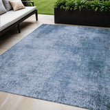 5' X 8' Blue And Sky Blue Abstract Washable Indoor Outdoor Area Rug