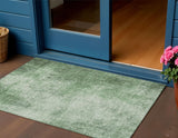 3' X 5' Green And Charcoal Abstract Washable Indoor Outdoor Area Rug