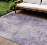 5' X 8' Lavender And Lilac Abstract Washable Indoor Outdoor Area Rug