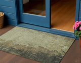 3' X 5' Olive Green And Brown Abstract Washable Indoor Outdoor Area Rug
