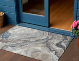 3' X 5' Taupe And Charcoal Abstract Washable Indoor Outdoor Area Rug