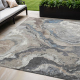 5' X 8' Taupe And Charcoal Abstract Washable Indoor Outdoor Area Rug