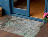 3' X 5' Taupe And Ivory Abstract Washable Indoor Outdoor Area Rug
