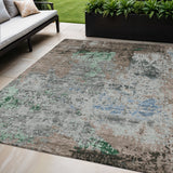 5' X 8' Taupe And Ivory Abstract Washable Indoor Outdoor Area Rug