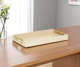 16" Champagne And Gold Geometric Print Handmade Serving Tray With Handles