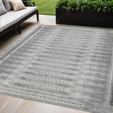 5' X 8' Gray And Silver Geometric Washable Indoor Outdoor Area Rug