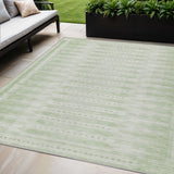 5' X 8' Sage And Ivory Geometric Washable Indoor Outdoor Area Rug