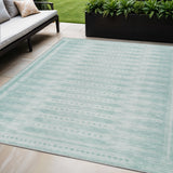 5' X 8' Turquoise And Aqua Geometric Washable Indoor Outdoor Area Rug