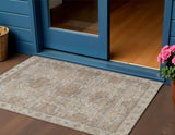 3' X 5' Beige And Brown Geometric Washable Indoor Outdoor Area Rug