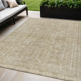 5' X 8' Beige And Ivory Geometric Washable Indoor Outdoor Area Rug