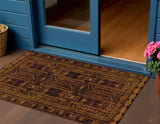 3' X 5' Rust And Gold Geometric Washable Indoor Outdoor Area Rug