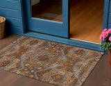 3' X 5' Copper Brown And Gray Moroccan Washable Indoor Outdoor Area Rug