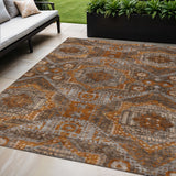 5' X 8' Copper Brown And Gray Moroccan Washable Indoor Outdoor Area Rug