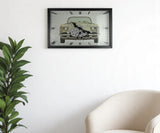 23" Black Silver And White Metal Silent Analog Exposed Gear Wall Clock