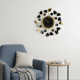 24" Gold Black And Silver Metal Silent Analog Floral Round Wall Clock