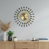 27" Gold And Black Metal Silent Analog Starburst Wall Clock