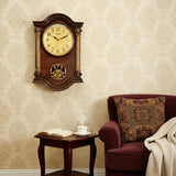 16" Walnut And Gold Resin Silent Analog Ornate Wall Clock