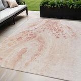 5' X 8' Salmon And Ivory Abstract Washable Indoor Outdoor Area Rug