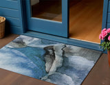 3' X 5' Blue And Gray Abstract Washable Indoor Outdoor Area Rug