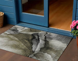 3' X 5' Gray And Silver Abstract Washable Indoor Outdoor Area Rug
