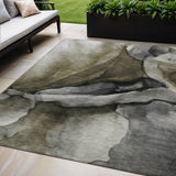 5' X 8' Gray And Silver Abstract Washable Indoor Outdoor Area Rug