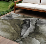 8' X 10' Gray And Silver Abstract Washable Indoor Outdoor Area Rug