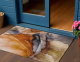3' X 5' Rust And Gray Abstract Washable Indoor Outdoor Area Rug