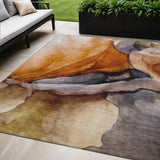 5' X 8' Rust And Gray Abstract Washable Indoor Outdoor Area Rug