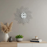 27" Silver And White Metal Silent Analog Novelty Wall Clock
