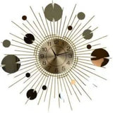 27" Gold Copper And Silver Metal Silent Analog Sunburst Wall Clock