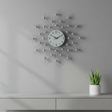 20" Black White And Clear Metal Silent Analog Sunburst Wall Clock