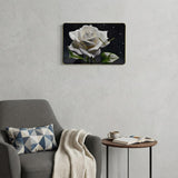24" White Black And Green Solid Wood and Acrylic Silent Roses Floral Wall Clock
