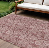 8' X 10' Blush And Pink Floral Washable Indoor Outdoor Area Rug