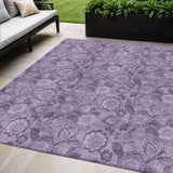 5' X 8' Plum And Purple Floral Washable Indoor Outdoor Area Rug