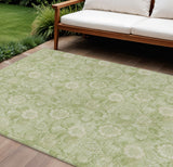 8' X 10' Sage And Mint Green Floral Washable Indoor Outdoor Area Rug