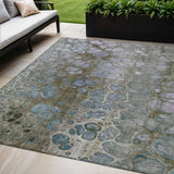 5' X 8' Brown And Gray Abstract Washable Indoor Outdoor Area Rug