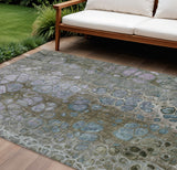 8' X 10' Brown And Gray Abstract Washable Indoor Outdoor Area Rug