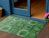 3' X 5' Emerald And Green Medallion Washable Indoor Outdoor Area Rug