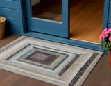 3' X 5' Beige Charcoal And Ivory Geometric Washable Indoor Outdoor Area Rug