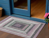 3' X 5' Blush Gray And Green Geometric Washable Indoor Outdoor Area Rug