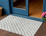3' X 5' Gray And Ivory Geometric Washable Indoor Outdoor Area Rug