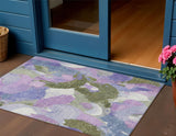 3' X 5' Lavender Ivory And Sage Abstract Washable Indoor Outdoor Area Rug