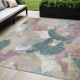5' X 8' Mauve Beige And Sage Abstract Washable Indoor Outdoor Area Rug