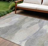 8' X 10' Beige And Gray Abstract Washable Indoor Outdoor Area Rug