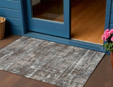 3' X 5' Brown And Charcoal Geometric Washable Indoor Outdoor Area Rug
