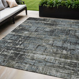 5' X 8' Charcoal And Gray Geometric Washable Indoor Outdoor Area Rug