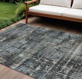 8' X 10' Charcoal And Gray Geometric Washable Indoor Outdoor Area Rug