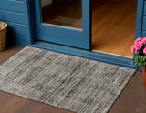 3' X 5' Taupe And Ivory Striped Washable Indoor Outdoor Area Rug