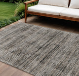 8' X 10' Taupe And Ivory Striped Washable Indoor Outdoor Area Rug