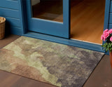 3' X 5' Brown And Fern Green Abstract Washable Indoor Outdoor Area Rug